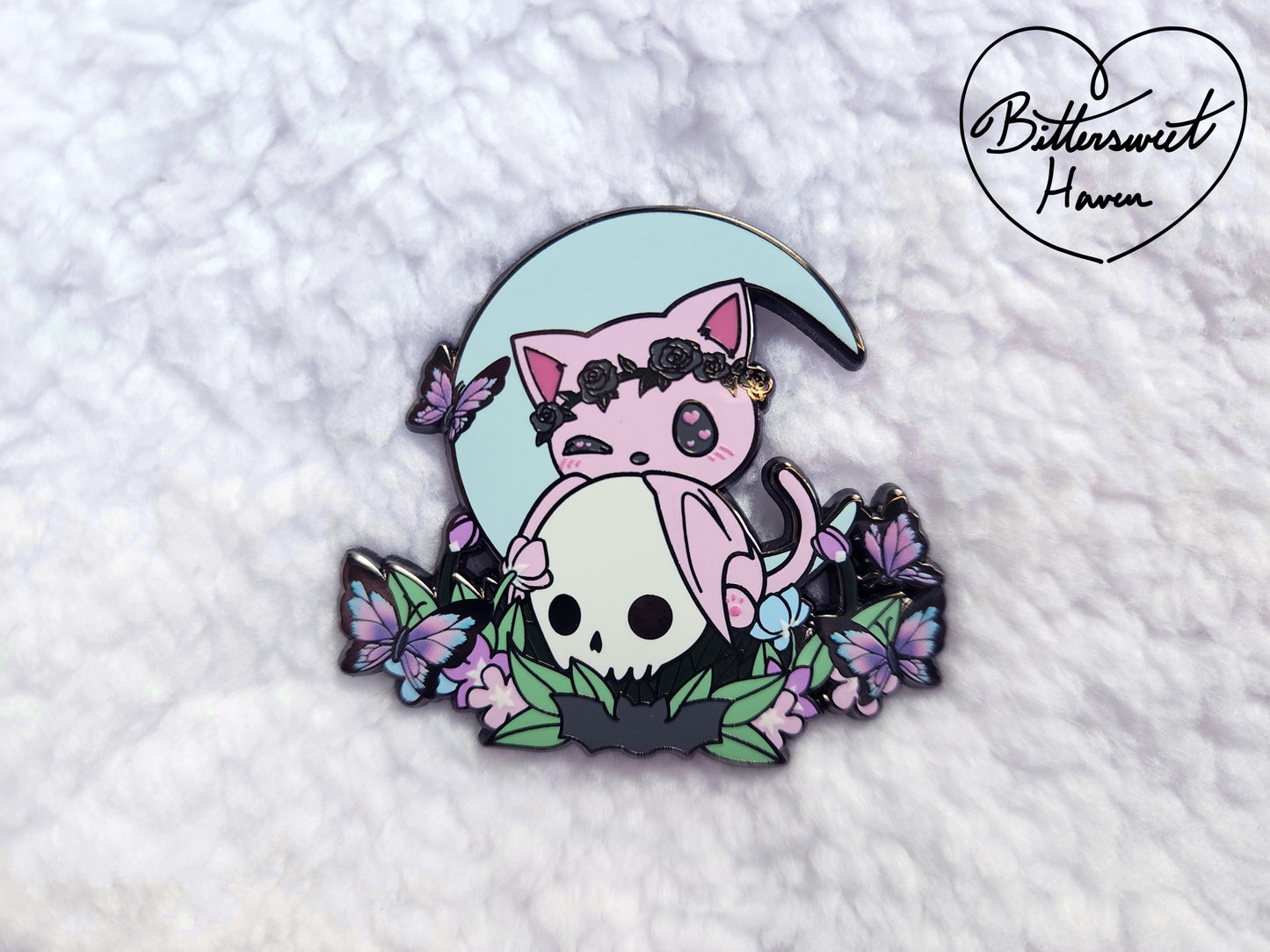 Hard Enamel Pin - Catbat - Crescent Garden