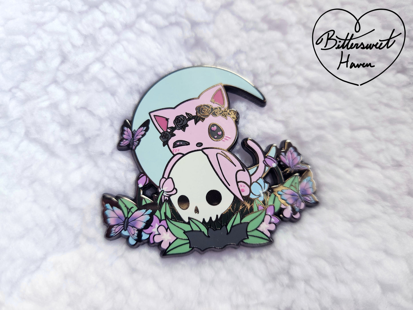 Hard Enamel Pin - Catbat - Crescent Garden