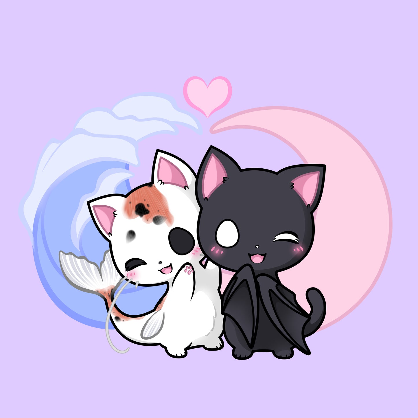 Catbat & Catfish 8x8" art print